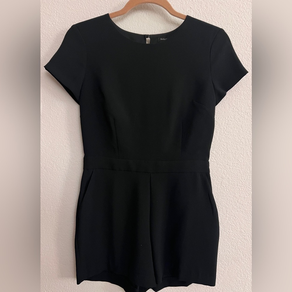 Banana Republic Factory Black Petite Short Sleeve Romper (Shorts) NWT